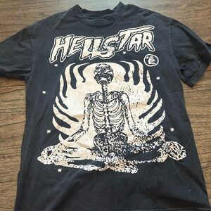 Hellstar Black Graphic Tee with Skeleton Design